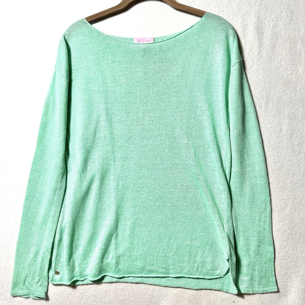 Lilly Pulitzer Alana Sweater XS 100% Linen Keylime Green Preppy‎ Coastal